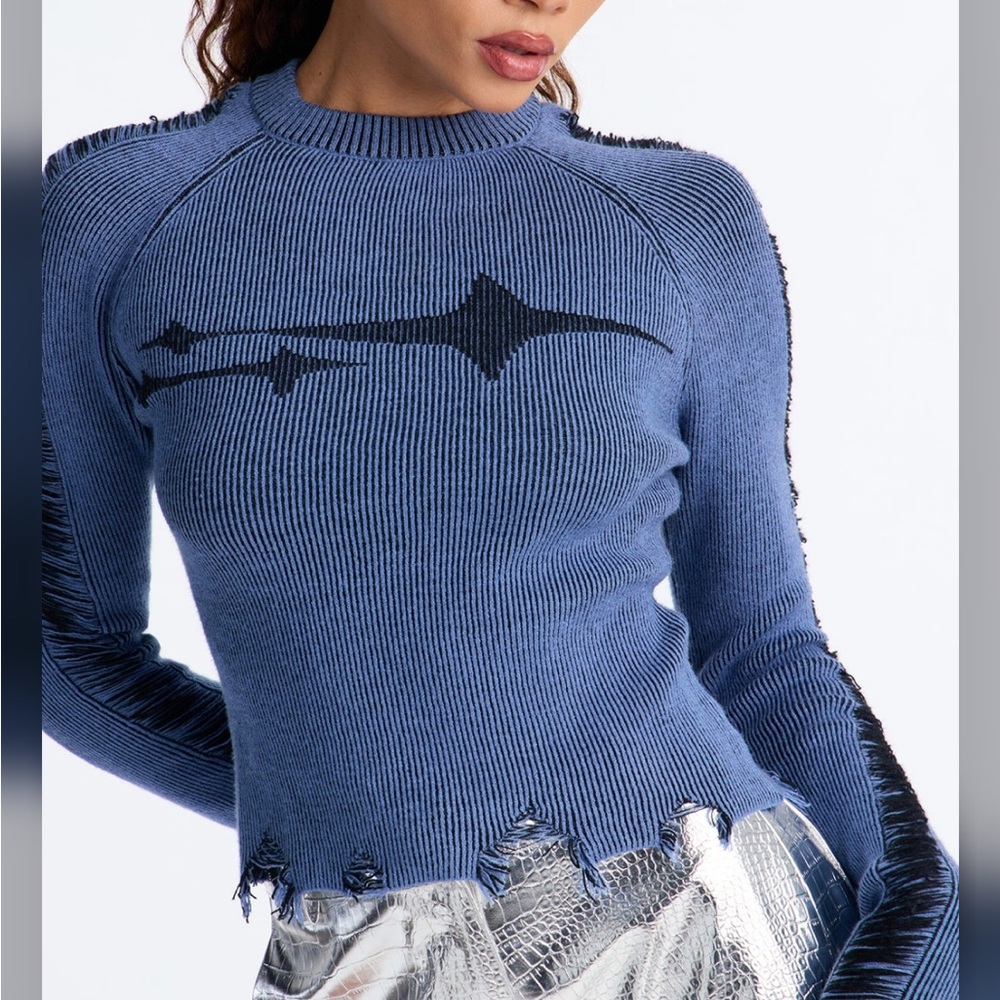 You're A Star Marled Sweater - Blue